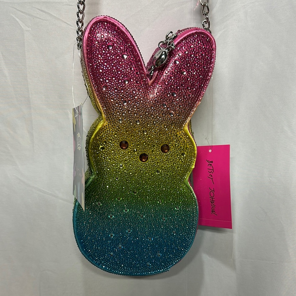 NWT Betsey Johnson Peeps Pink Yellow Blue Bunny Crossbody Bag